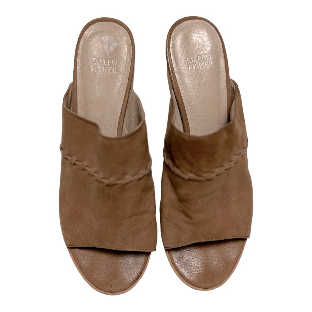 Eileen Fisher Vero Cuoio Leather Block heel Brown Size 9